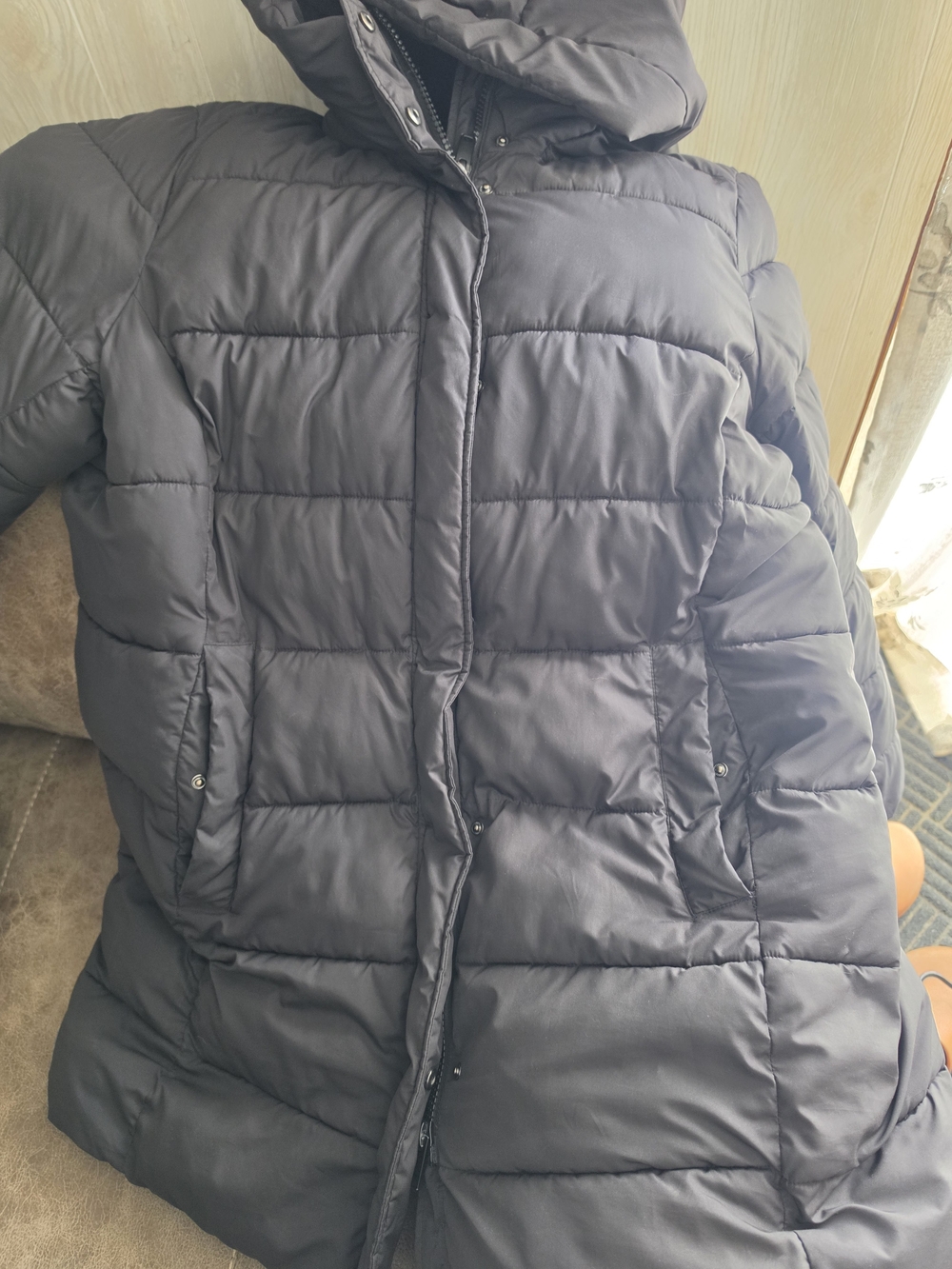 H&M Black Long Puffer Coat -Like NEW